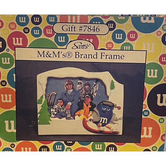 Scott's 2005 M&M's Brand Photo Picture Frame Gift #7846 Winter Holiday Ski Scene - Picture 2 of 3